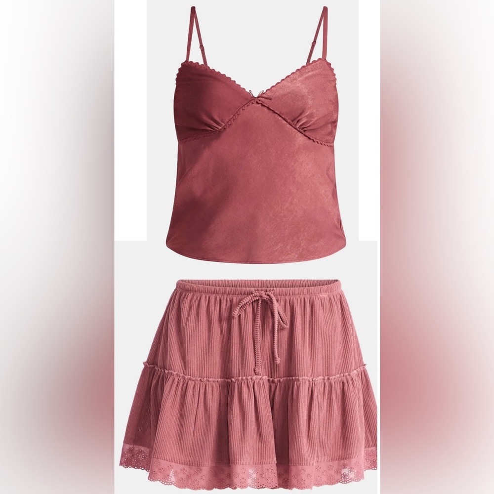 NWT No Boundaries Women’s Lace trim top and Ruffle Skirt Set